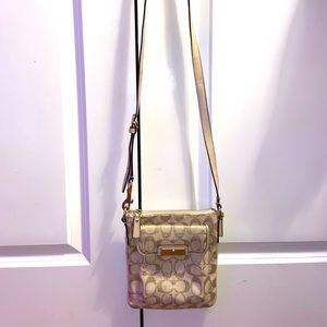 Gold Coach Crossbody Purse, Real Leather Strap